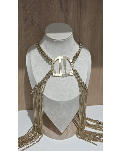 Pasek logowany z ozdobnymi łańcuszkami By o la la...! złoty