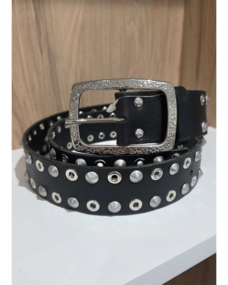 Pasek skórzany z ćwiekami By o la la...! ze srebrem