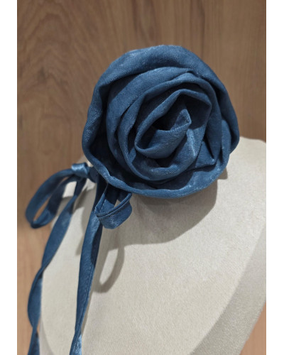 Choker z różą By o la la...! niebieski