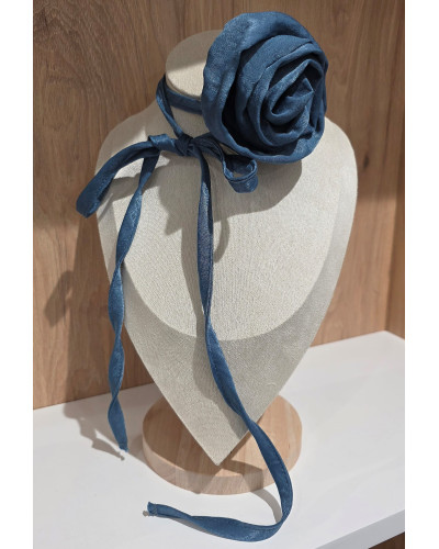 Choker z różą By o la la...! niebieski