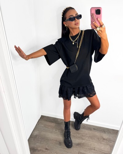 T-shirt oversize z poduszkami La Milla czarny