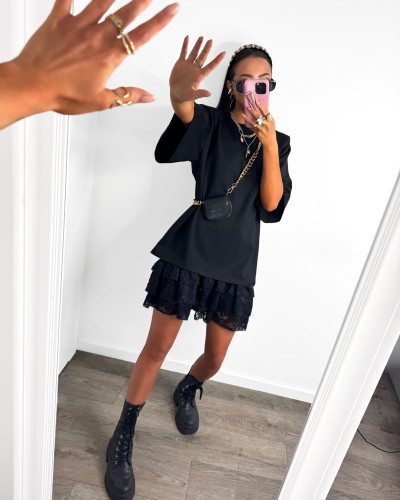 T-shirt oversize z poduszkami La Milla czarny