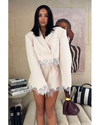 Spodenki materiałowe motylki z koronką La Milla beżowe