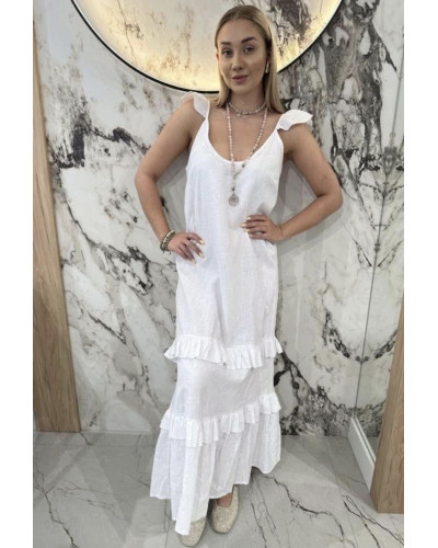 Sukienka maxi z falbankami By o la la...! biała