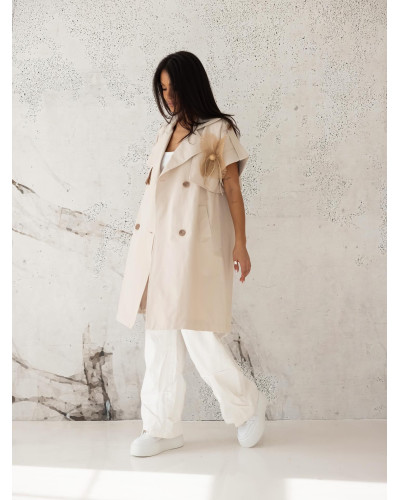 Kamizelka z kwiatem By o la la...! jasny beż