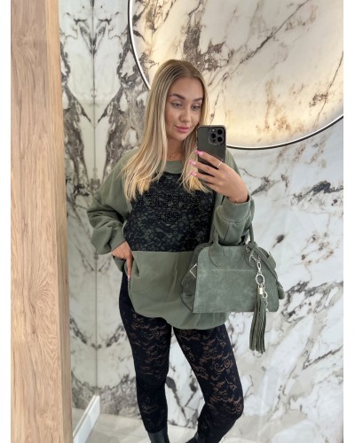 Bluza Atelier OLL By o la la...! matcha z czarnym
