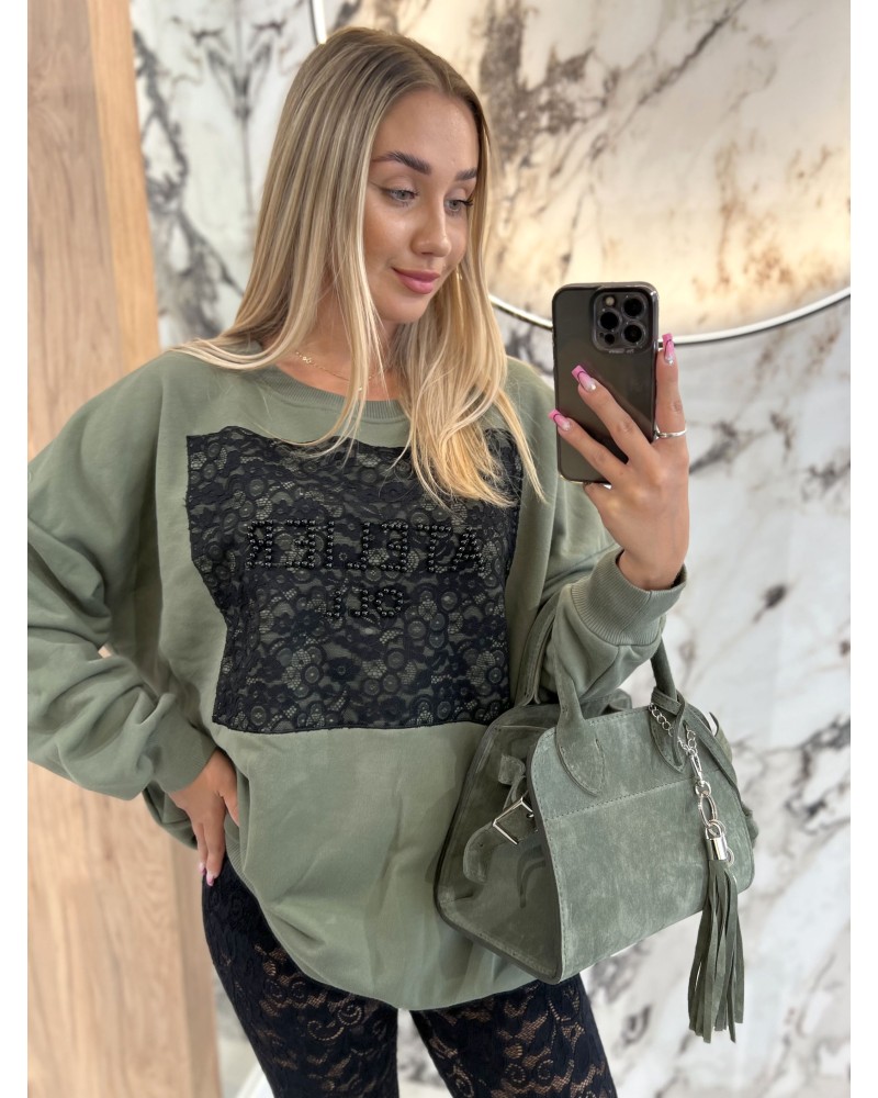Bluza Atelier OLL By o la la...! matcha z czarnym Bluza Atelier OLL By o la la...! matcha z czarnym