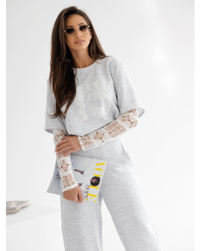Komplet dresowy 13 By o la la...! szary melanż