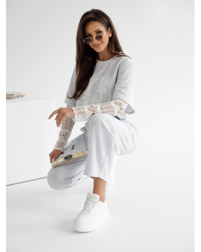 Komplet dresowy 13 By o la la...! szary melanż