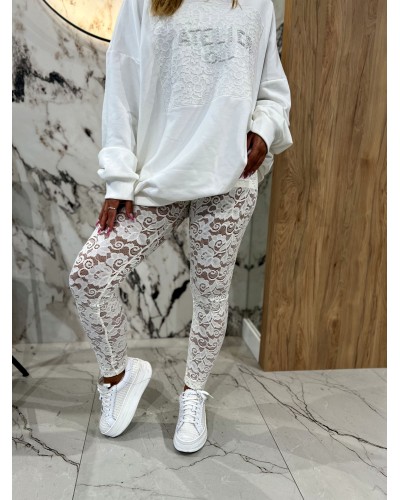 Legginsy koronkowe By o la la...! białe