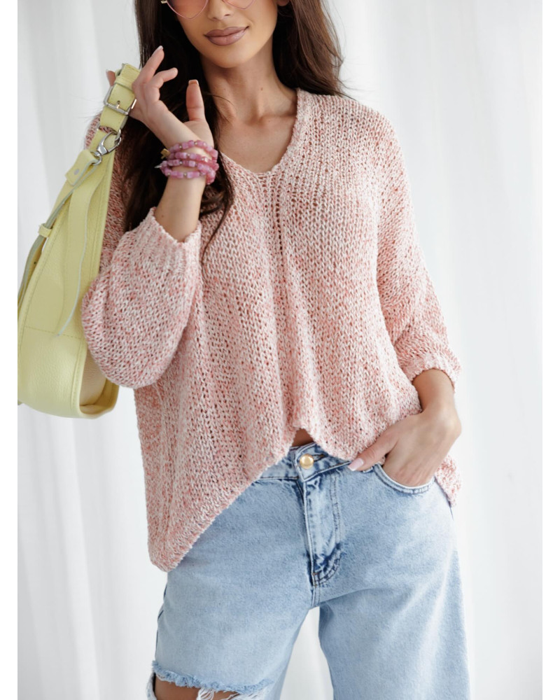 Sweter o luźnym splocie By o la la...! czerwony melanż