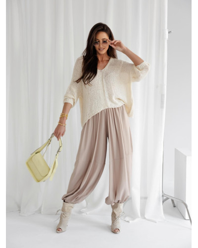 Sweter o luźnym splocie By o la la...! jasny beż