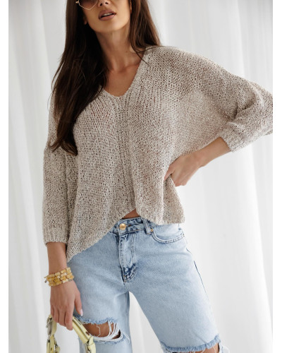 Sweter o luźnym splocie By o la la...! kakaowy