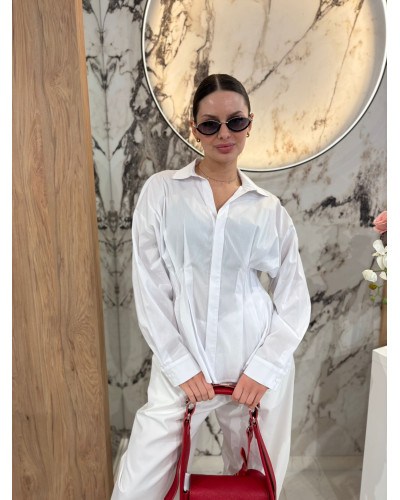 Taliowana koszula z zakładkami By o la la...! biała