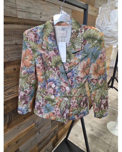 Marynarka kwiatowa By o la la...! błękit z zielenią