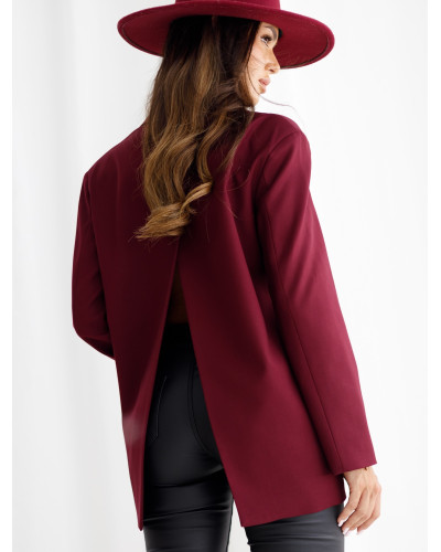 Marynarka oversizowa z rozcięciem By o la la...! burgundowa