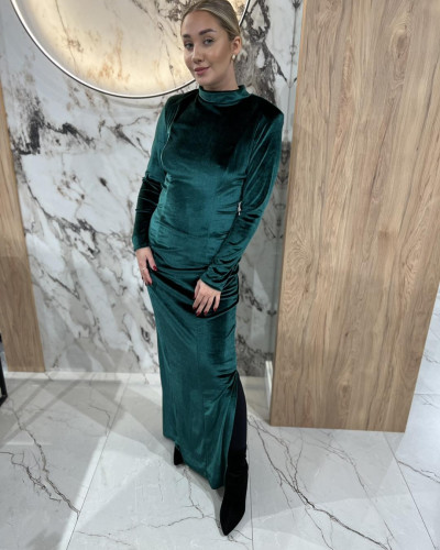 Sukienka welurowa Gloria By o la la...! zielona