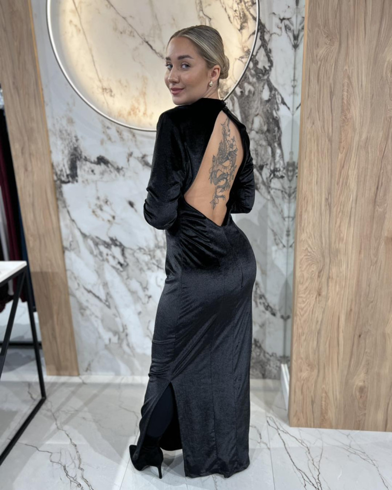 Sukienka welurowa Gloria By o la la...! czarna