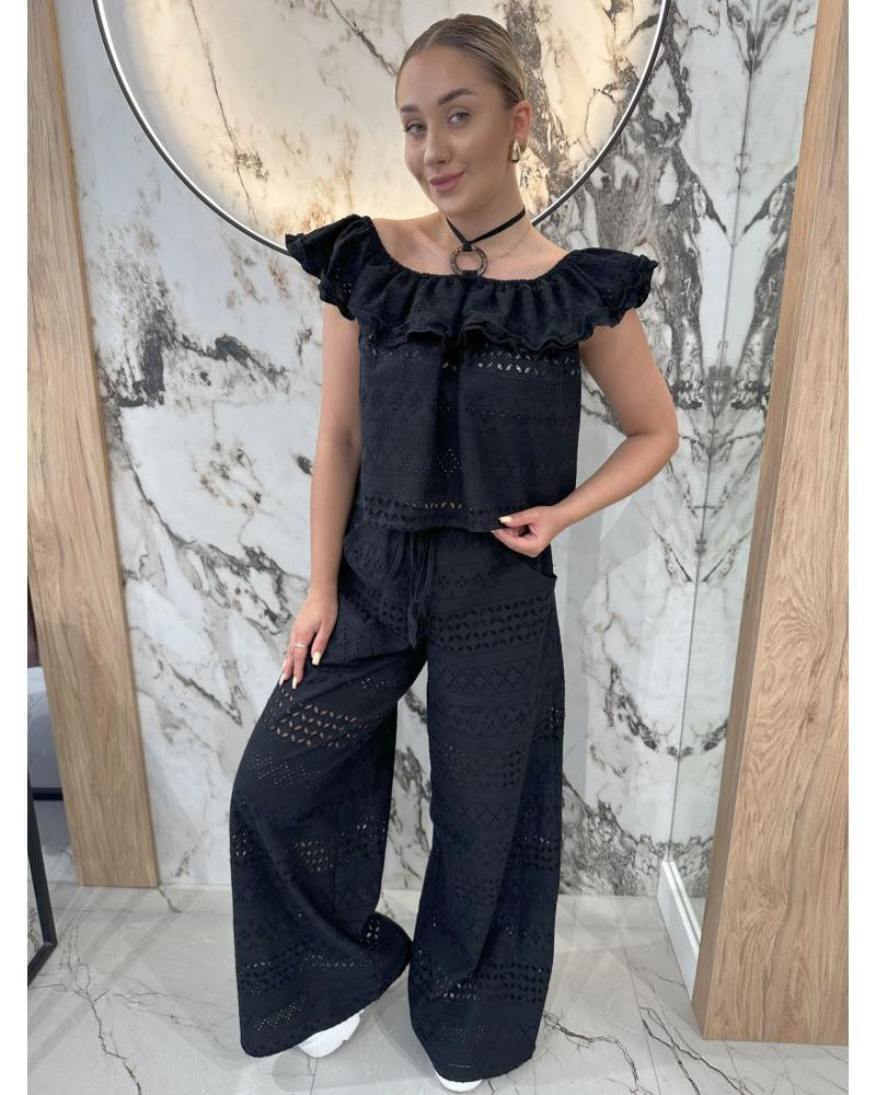 Komplet ażurowy By o la la...! czarny