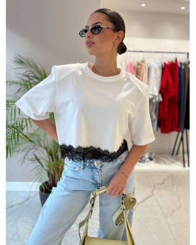 Top z koronką La Milla śmietankowy