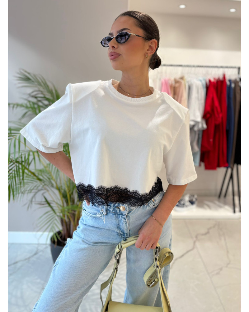 Top z koronką La Milla śmietankowy