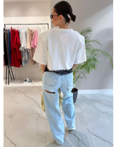 Top z koronką La Milla śmietankowy