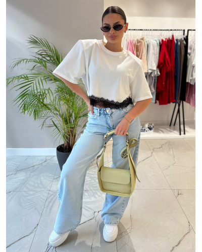 Top z koronką La Milla śmietankowy