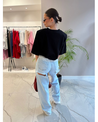 Top z koronką La Milla czarny