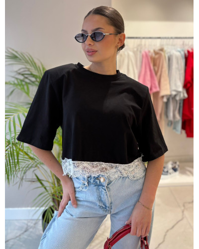 Top z koronką La Milla czarny