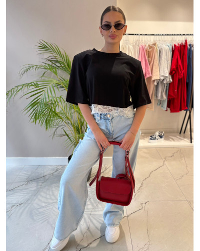 Top z koronką La Milla czarny