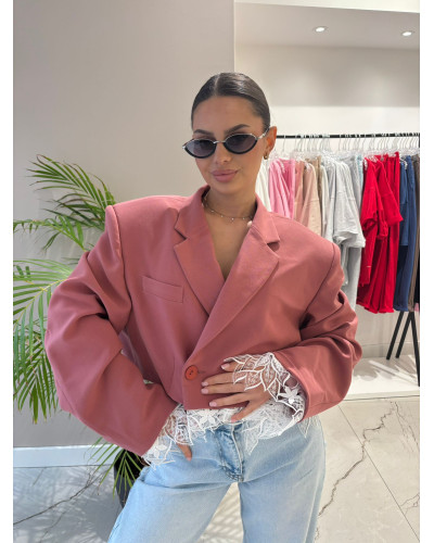 Marynarka krótka z koronką La Milla szminka