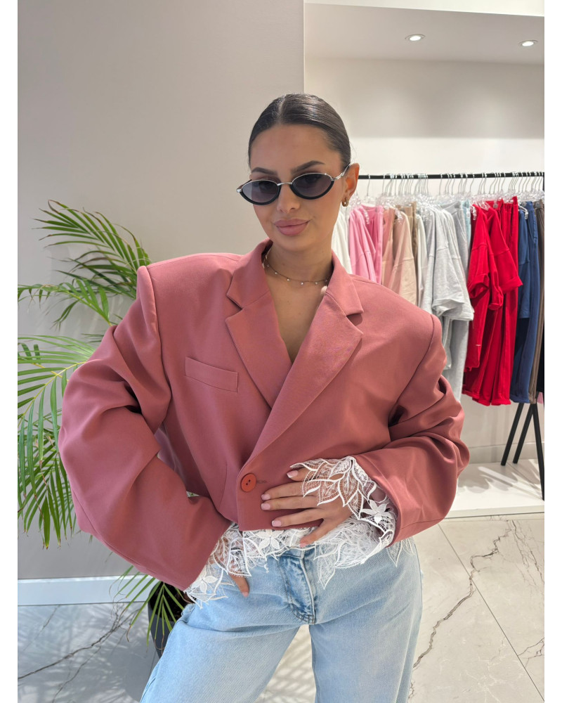 Marynarka krótka z koronką La Milla szminka