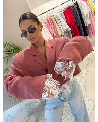 Marynarka krótka z koronką La Milla szminka