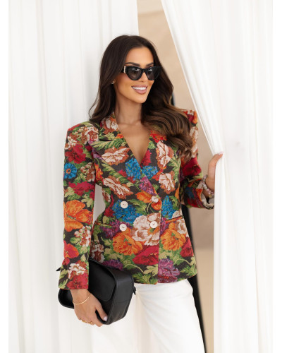 Marynarka kwiatowa By o la la...! red kiss z pomarańczem