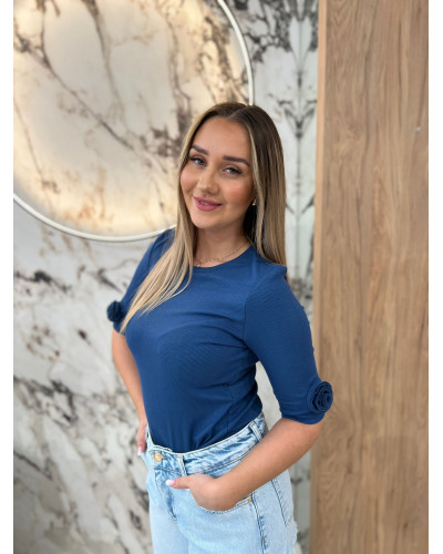 Basic z różami na rękawach By o la la...! denim