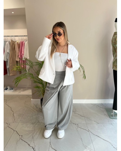 Spodnie materiałowe z asymetrycznym zapięciem By o la la...! szare