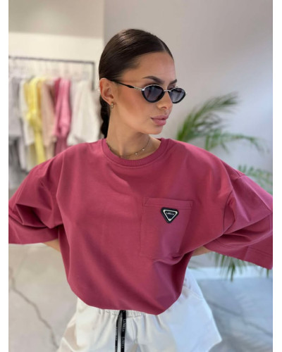 T-shirt oversize z logo La Milla szminka