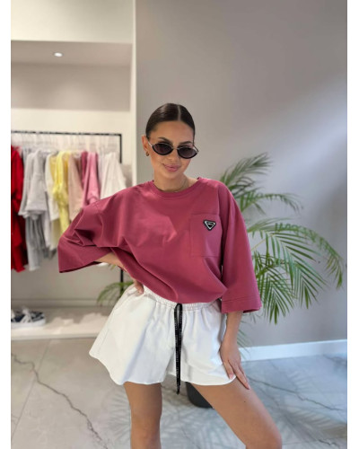 T-shirt oversize z logo La Milla szminka