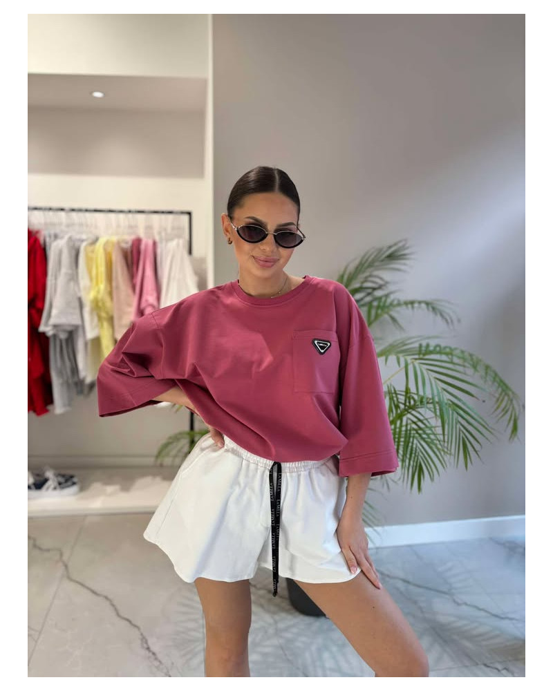 T-shirt oversize z logo La Milla szminka