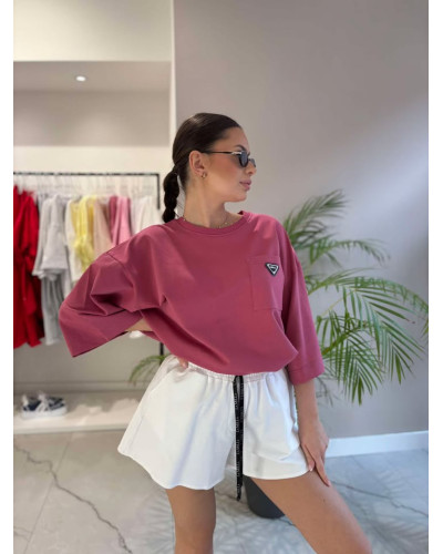 T-shirt oversize z logo La Milla szminka