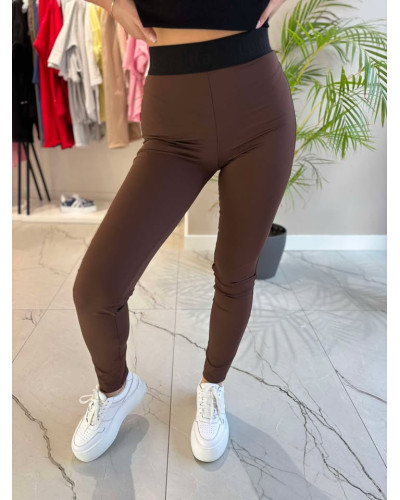 Legginsy z gumą w pasie La Milla czekoladowe