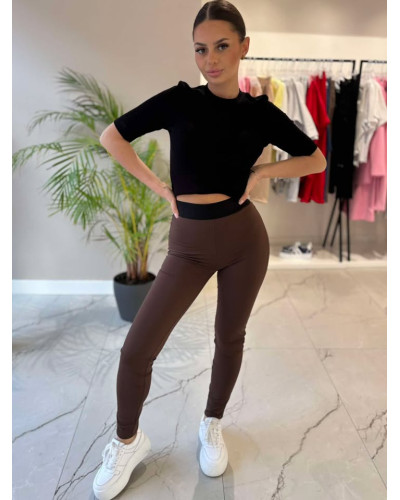 Legginsy z gumą w pasie La Milla czekoladowe
