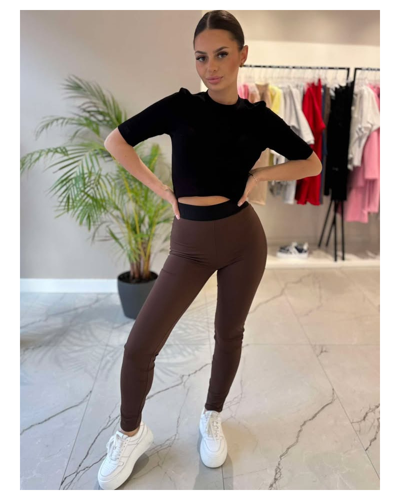 Legginsy z gumą w pasie La Milla czekoladowe