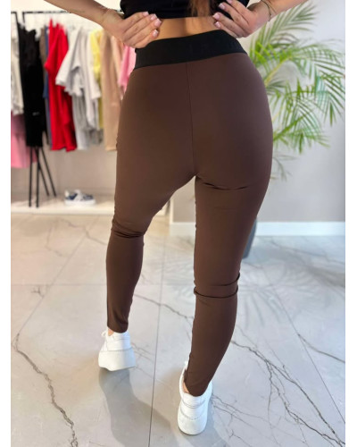 Legginsy z gumą w pasie La Milla czekoladowe