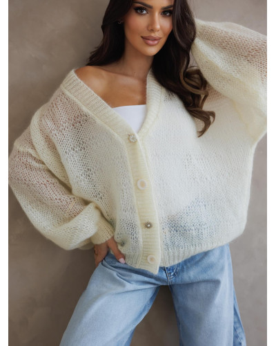Kardigan mgiełka By o la la...! śmietankowy