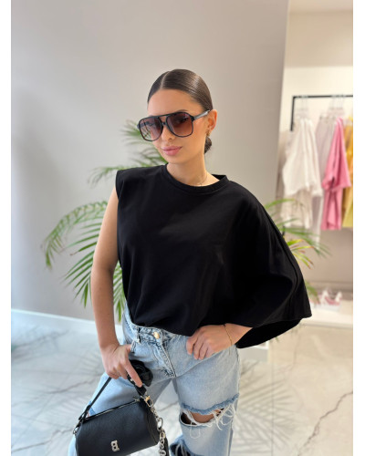 T-shirt na jedno ramię La Milla czarny