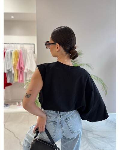 T-shirt na jedno ramię La Milla czarny