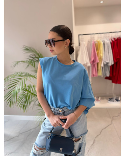 T-shirt na jedno ramię La Milla niebieski