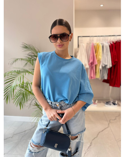 T-shirt na jedno ramię La Milla niebieski