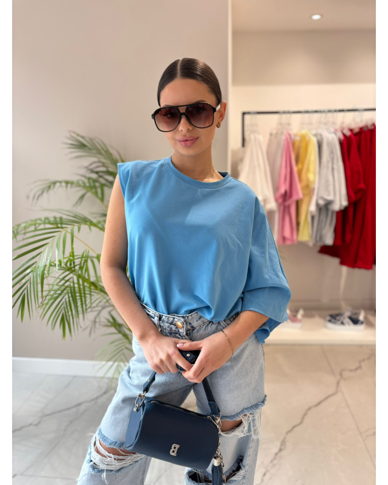 T-shirt na jedno ramię La Milla niebieski